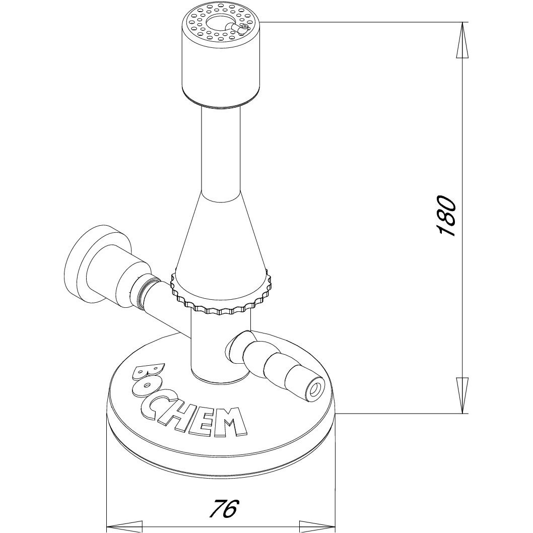 TECLU-Brenner mit Nadelventil nach DIN-30665 TECLU-Brenner mit Nadelventil nach DIN-30665_Skizze