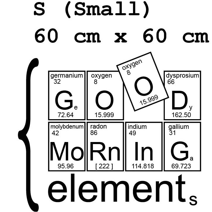 Chemie Wandtattoo Deko Aufkleber Wandfolie Good morning elements mit PSE-Elemtsymbolen