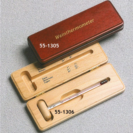 Weinthermometer im Holzkasten klassisch dekorativ Geschenk für Sensorikfans