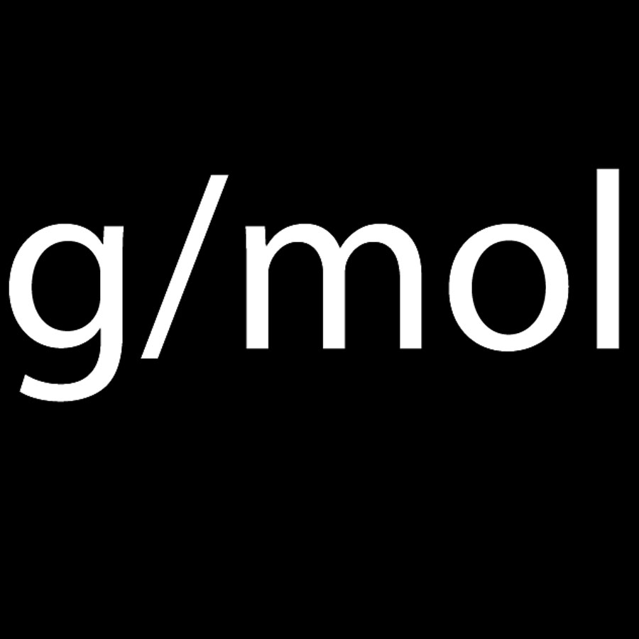 Ausschnitt  g_mol white print Chemie-Shirts. Die Einheit der Stoffmenge ist die Molare Masse in g/mol