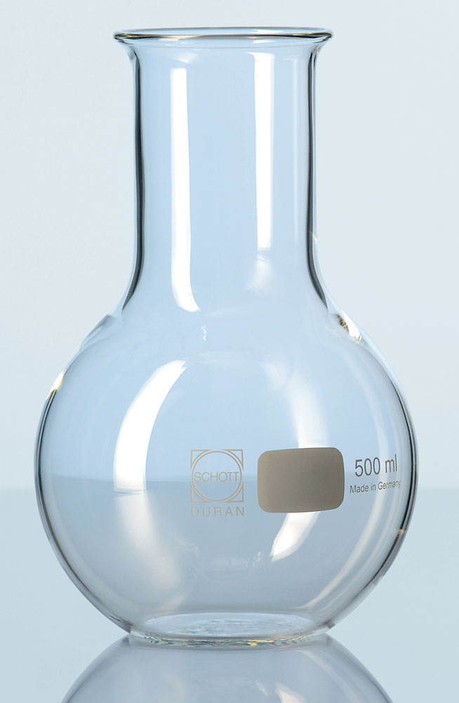 Weithals-Stehkolben -Standkolben- mit Bördelrand aus farblosem DURAN® -Laborglas
