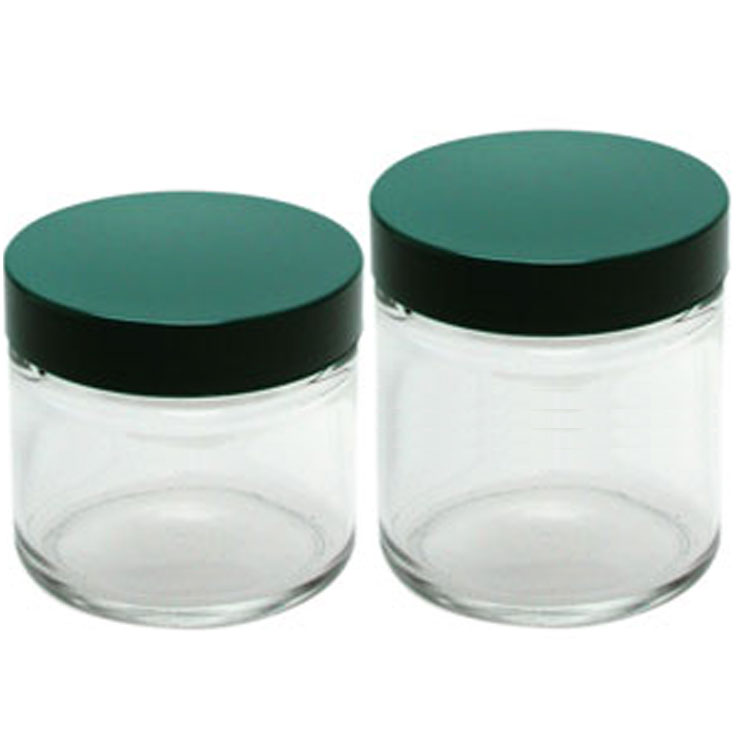 Salbentöpfe aus Klarglas (Weithals-Zylindergewindeglasflasche (Klarglas) inklusive Schraubverschluss mit PTFE beschichteter Dichteinlage)