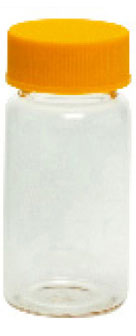 Aufbewahrungsflaschen aus Klarglas mit farbigen Schraubkappen inklusiv eingeklebter PTFE-Dichtung,  ø 23 mm, 7.5 ml bis 25 ml