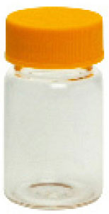 Aufbewahrungsflaschen aus Klarglas mit farbigen Schraubkappen inklusiv eingeklebter PTFE-Dichtung,  ø 27 mm, 10 ml bis 60 ml