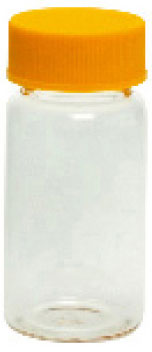 Aufbewahrungsflaschen aus Klarglas mit farbigen Schraubkappen inklusiv eingeklebter PTFE-Dichtung,  ø 27 mm, 10 ml bis 60 ml