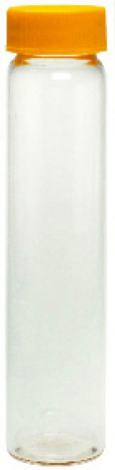 Aufbewahrungsflaschen aus Klarglas mit farbigen Schraubkappen inklusiv eingeklebter PTFE-Dichtung,  ø 27 mm, 10 ml bis 60 ml