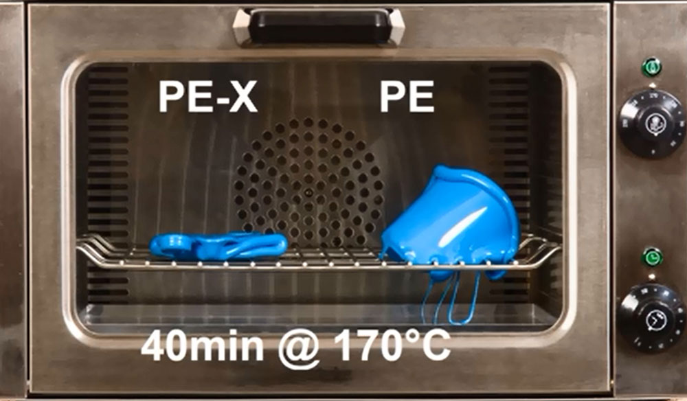 PE-Kunststoff behandelt mit ionisierende Strahlung ohne radioaktive Isotope aus einem Elektronenbeschleuniger