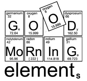 Chemie Wandaufkleber Dekotattoo Chemie-Wandbanner Good morning elements mit PSE-Elemtsymbolen