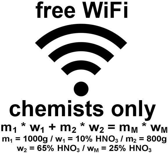 Stöchiometrie-Chemie-Wandaufkleber - free WiFi chemists only  Transparente Montagefolie auf Polyethylen-Basis
