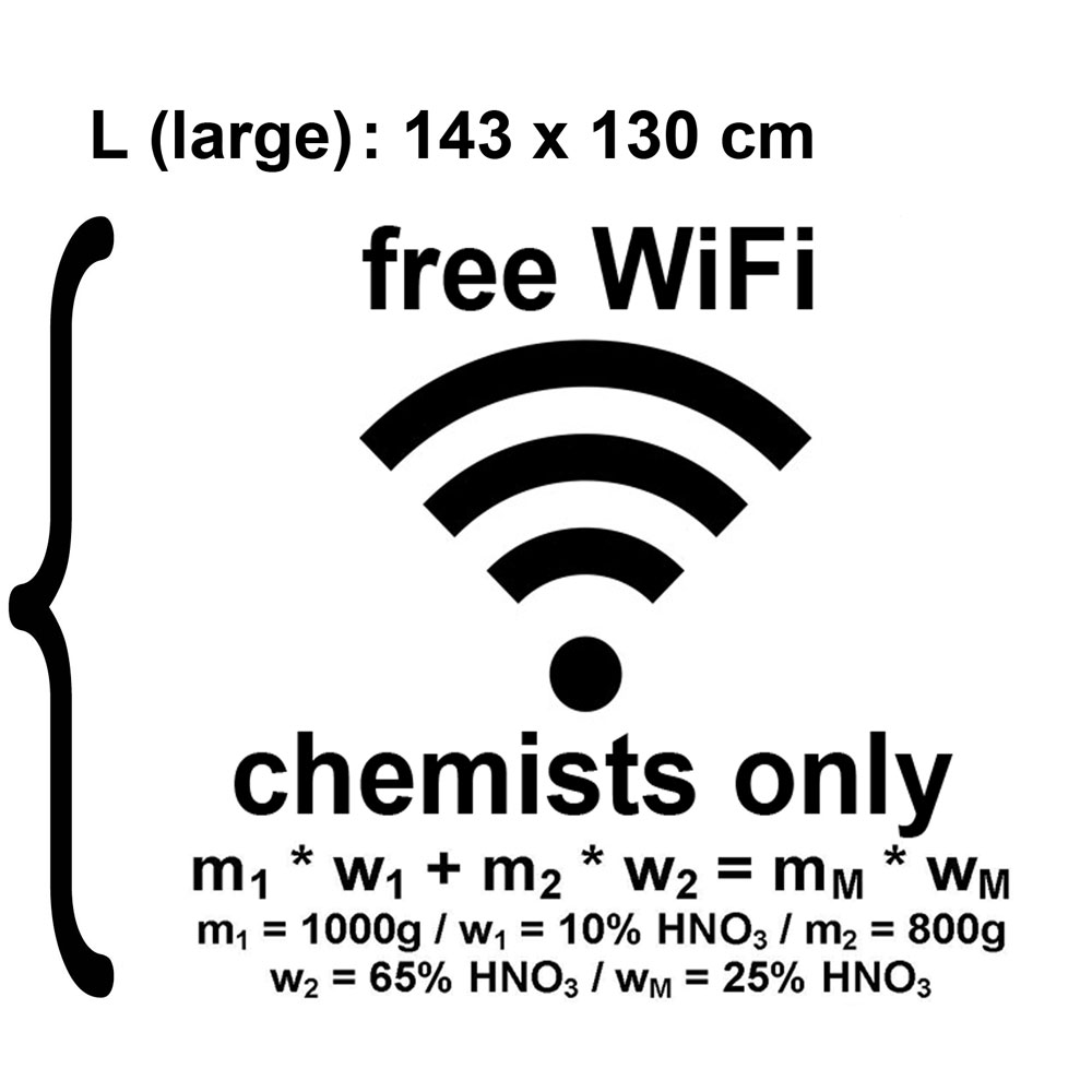 Wandbanner „free WiFi chemists only“ für Chemie- und WiFi-Fans Transparente Montagefolie auf Polyethylen-Basis