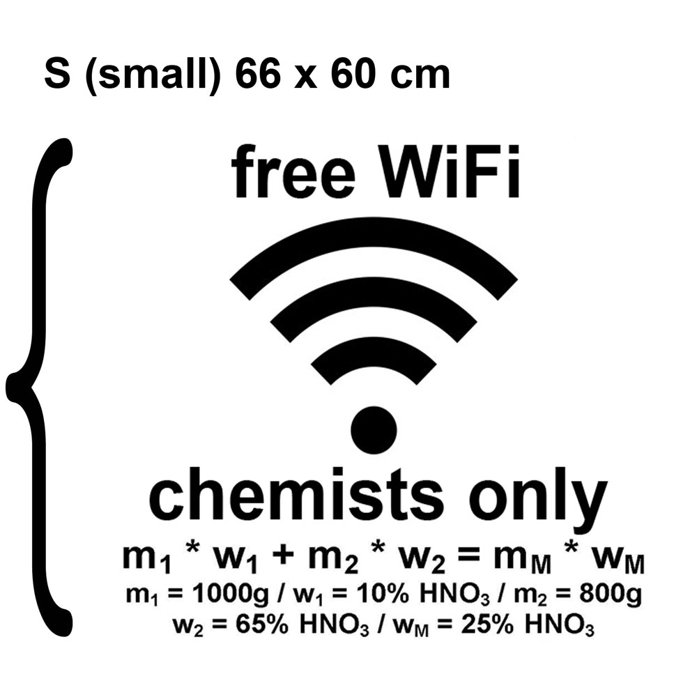 Chemie-Wandtattoo - free WiFi chemists only selbstklebend, leicht anzubringen, rückstandsfrei entfernbar