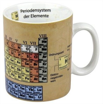 Geschenkidee für Chemiker, Chemielehrer, Chemiestudenten und alle Chemiefans - PSE-Kaffeebecher