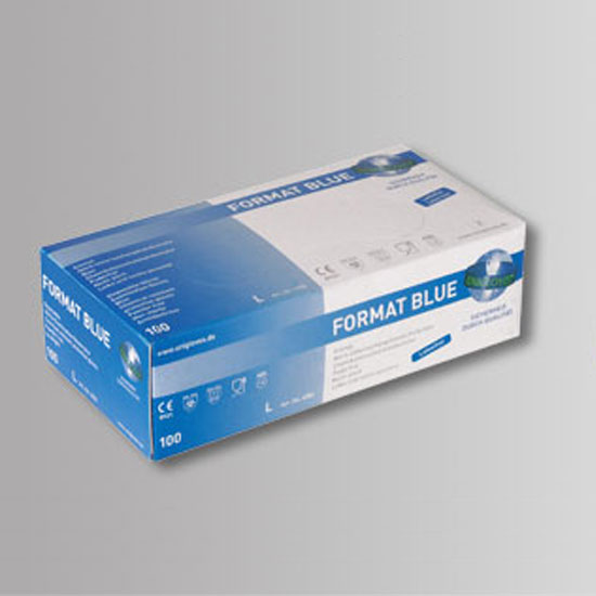 Spenderbox mit 100 Stück Premium-Einweg-Untersuchungshandschuhe aus Nitril, blau Spenderbox mit 100 Stück Premium-Einweg-Untersuchungshandschuhe aus Nitril, blau