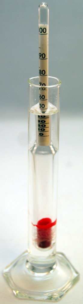 Alkoholometer (Senkspindeln) für die Bestimmung des Alkoholgehaltes in Ethanol-Wasser Gemischen.