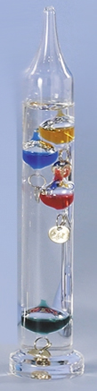 kleines Galileo-Thermometer, 19cm hoch, Deco-Geschenk für Praxis, Labor, Wohnzimmer oder Schaufenster