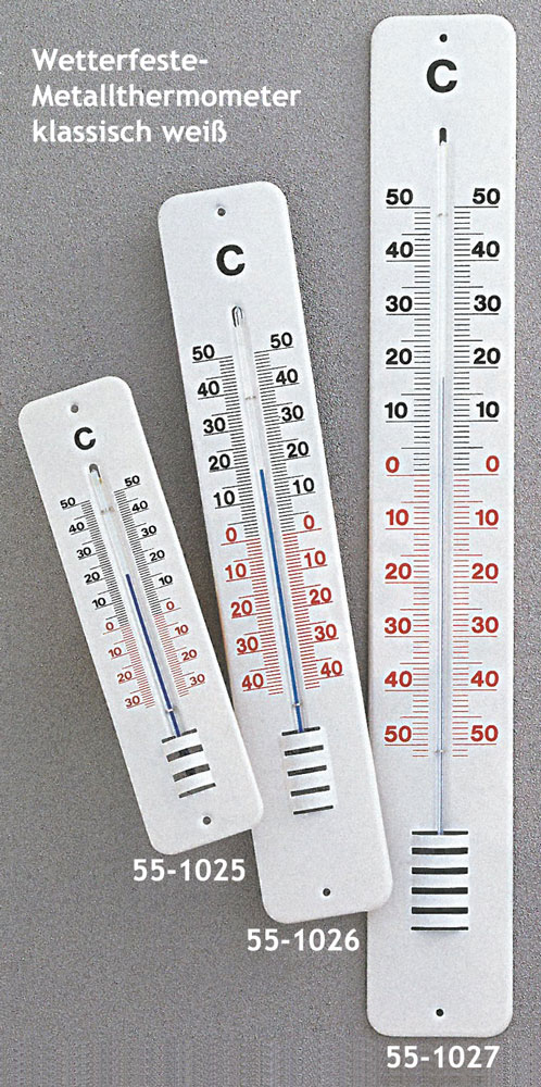 Metall-Thermometer, weiß beschichteter Stahl, wetterfest, Flüssigkeits-Thermometer für Innen und Außen
