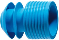 blauer Griffstopfen mit Lamellen für Reagenzgläser ohne Bördelrand aus PS-Kunststoff