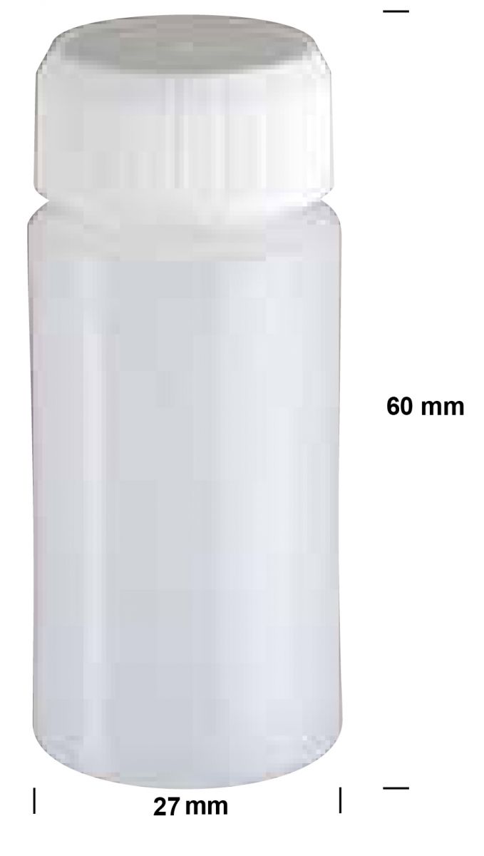 20ml Plastik-Probenflaschen mit Schraubverschluss 60x27mm aus PE-LD-Kunststoff