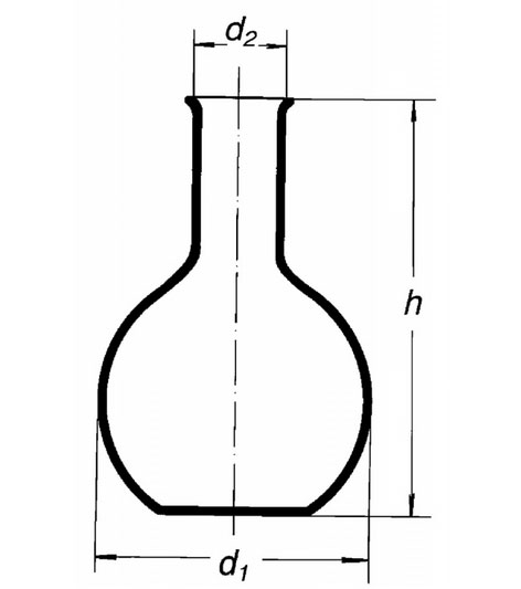 Skizze Stehkolben aus Simax Glas Skizze Stehkolben (Standkolben) aus Simax Glas mit gebördeltem Rand