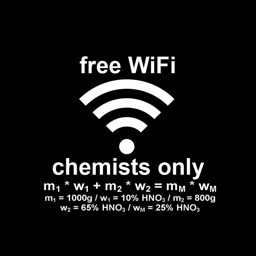 Chemikerinnen-T-Shirt -free WiFi chemists only- fürChemie Nerds -Geeks -Freaks