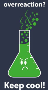 Chemie Damen-T-Shirts für Nerds. Overreaction? Keep cool! Chemielaborantinnen-Shirts, Leibchen, Leible, Leiberl, Nicki für Chemists.