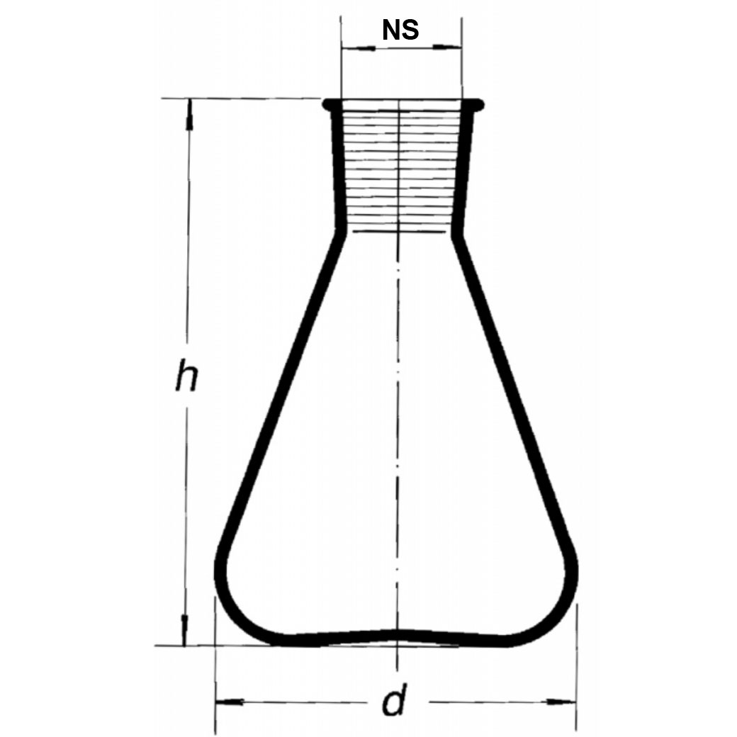 Erlenmeyerkolben mit NS-Schliff und Skala Jodzahlkolben Schliff-Erlenmeyer