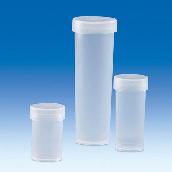 Probenbehälter aus Plastik (PP-Kunststoff) mit festschließendem Schnappdeckel, konische Form, Laborverbrauchsmaterial