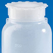 Weithalsflaschen aus PE-Kunststoff mit Ösen-Schraubkappe zum Verplomben, Verplombung