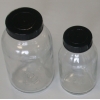 Weithals-Gewindeflaschen aus Klarglas mit Schraubkappe